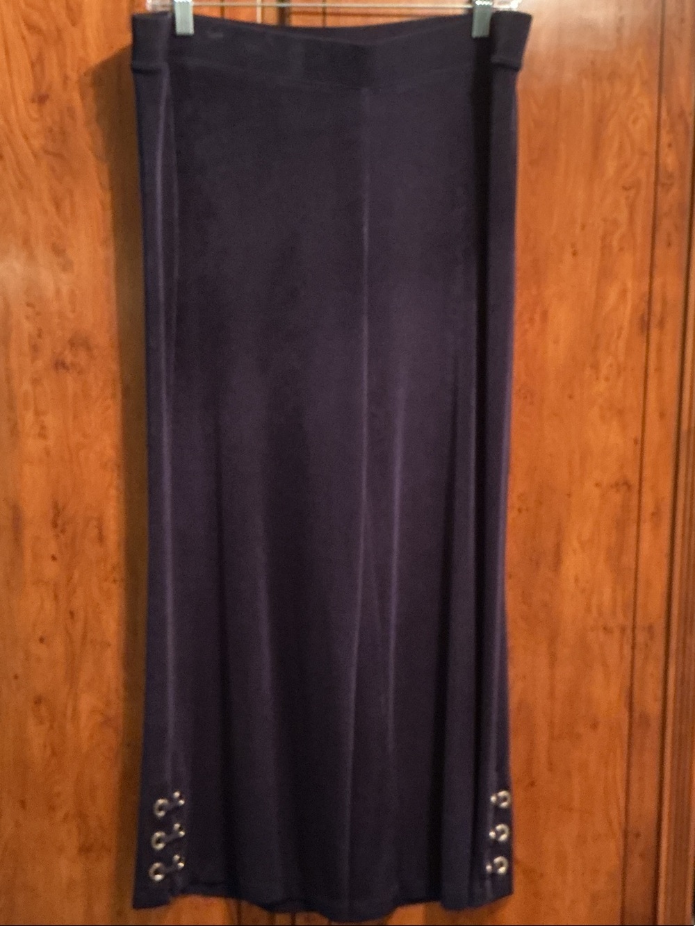Chico's Navy Wide-Leg Maxi Skirt with Hem Grommet Detail